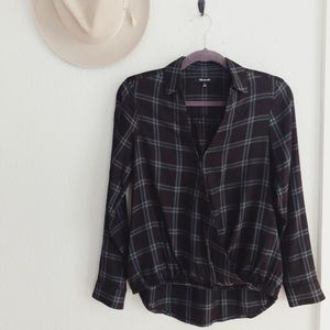 Madewell Plaid Crossover Blouse